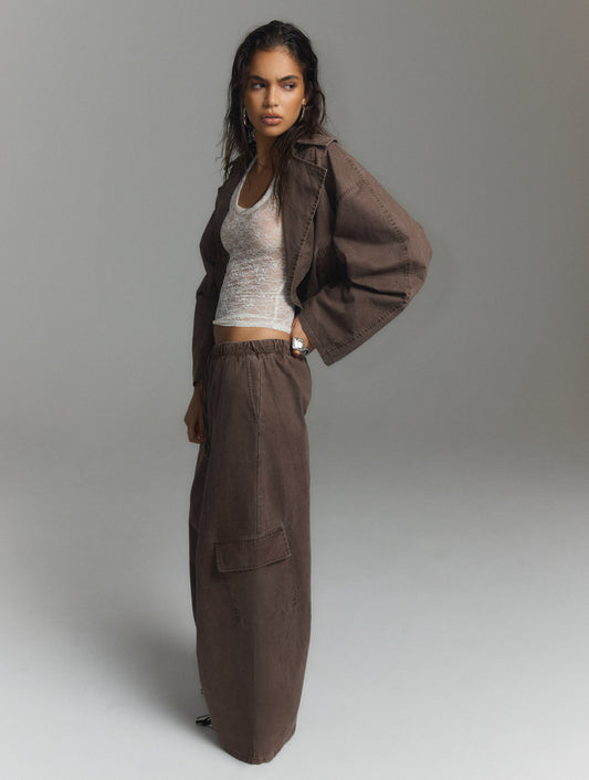 Livia Refined Department Cargo broek met wijde pijpen - bruin