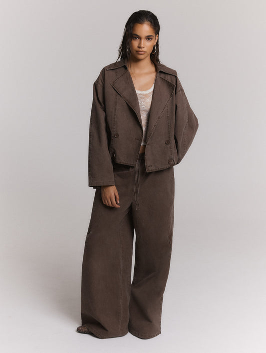 Livia Refined Department Cargo broek met wijde pijpen - bruin