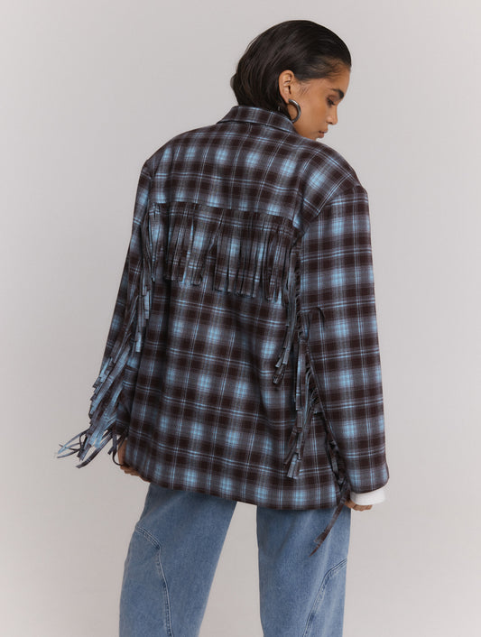 Aurelia Oversized geruite blazer van Refined Department - blauw/bruin